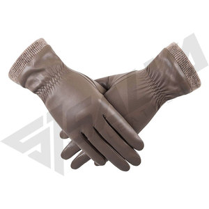 High Quality Winter Women's Lambskin Leather <b>Gloves</b> With <b>Wool</b> Cashmere Fleece Lining For Driving And Sports - Product Image 5