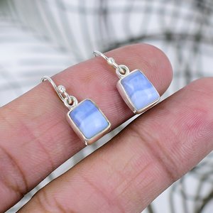 Direct Factory Suppliers Blue Lace Agate Gemstone 925 Sterling <b>Silver</b> Handmade Boho Drop <b>Dangle</b> <b>Earrings</b> Wedding Party - Product Image 5
