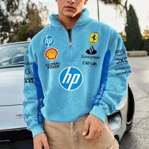 Veste de course F1 rétro unisexe de haute qualité, coupe-vent, décontractée, chaude pour l'hiver, en nylon/coton 240g, manches longues, broderie sur le devant - Product Image 1