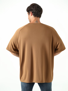 Plus Size Men's O-Neck Short Sleeve T-Shirt 198 Jersey Fabric Blank Design Casual Solid Color - Product Image 2