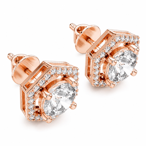 Luxury Halo Moissanite Earrings Stud Earrings for Brilliant Round Diamond Plated Rose Gold Women Anniversary Gift - Product Image 3