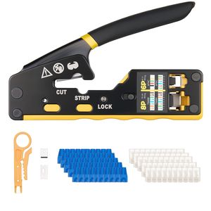 Kit di Crimpatura in Acciaio Fai-da-Te per RJ45/RJ11/RJ12, Mini Spelafili, Crimpatrice per Connettori Modulari a 4/6/8 Pin, Capacità 50 Connessioni - Product Image 1