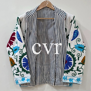 Outerwear Suzani Velvet Jacket Handmade Velvet Suzani Eco-Friendly Winter Boho Embroidered Women's Luxury <b>Coat</b> for Party Wear - Product Image 1