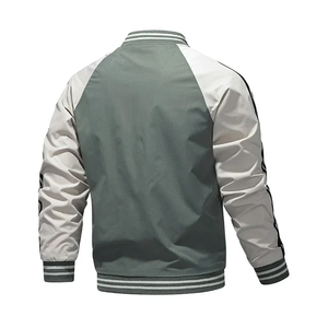 Chaqueta de streetwear personalizada de alta calidad para hombre, con cierre de cremallera, ribetes en contraste, ribete acanalado, abrigo ligero informal, al por mayor. - Product Image 6