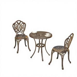 Wholesale Traditional Portable Cast Wrought Iron Outdoor Table and <b>Chair</b> Set with Metal Coffee Table - Product Image 1