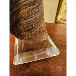 Longue corne de chèvre décorative vintage, socle en acrylique poli pour table de salon et de bureau, fabriqué en Inde - Product Image 4