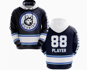Sudadera con Capucha para Hombre de Hockey sobre Hielo, Estampado Sublimado, Manga Larga, Jersey de Poliéster, Ropa Deportiva, Naranja, Negro, Blanco, Logotipo Frontal - Product Image 3