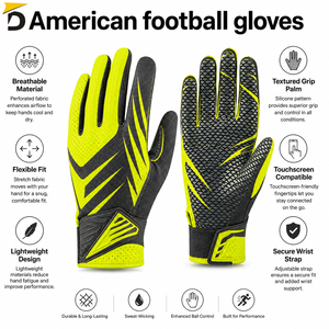 Gants de football performants dotés d'une paume optimisée pour l'adhérence et d'une conception légère pour une manipulation confiante lors des actions rapides du jeu. - Product Image 6