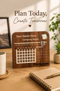 Calendario de Escritorio de Madera Personalizado, Calendario de Mesa Perpetuo de Madera de Lujo, Regalo Corporativo Personalizado - Product Image 4