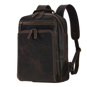 Bolsa Deportiva de Cuero Crazy Horse Vintage, Mochila de Cuero Vacuno de Grano Completo, Bolsa de Viaje para Hombres, Negocios, Universidad y Uso Diario - Product Image 1
