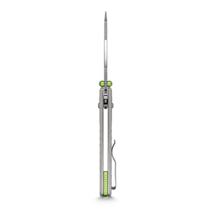 Cuchillos Plegables con Mango Texturizado Blanco, Hoja de Acero Satinado Plateado con Punta Caída, Anillo de Agarre Verde y Bloqueo Deslizante para Uso en Exteriores y EDC - Product Image 2