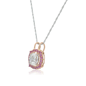 Collier pendentif en diamant naturel taille princesse marquise 0,98 carat avec halo floral, en argent sterling plaqué or pour femme, idéal pour mariage et fiançailles - Product Image 3