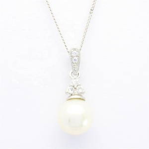 Diseño de lujo boda 18K 14K 9K colgante de diamantes de oro, regalo de aniversario de perla de agua dulce para las mujeres - Product Image 1