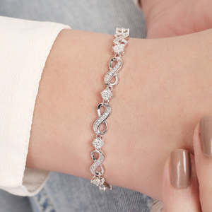 Super September Hexa <b>Heart</b>-Shaped <b>Silver</b> Plated 925 <b>Sterling</b> <b>Silver</b> Trendy <b>Bracelet</b> for Women Valentine Christmas Gift Jewelry - Product Image 5