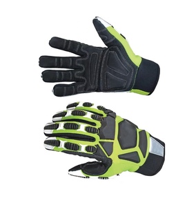 Guantes de construcción Guantes de trabajo de rendimiento híbrido de alta visibilidad resistentes a cortes con sintético estirable - Product Image 5