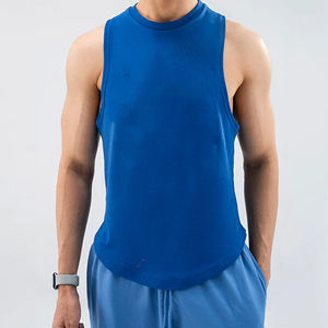 Camisetas sin mangas de algodón 100% de alta calidad para hombre, estilo boxy, ajustadas, acanaladas, para gimnasio y running, venta al por mayor 2026 - Product Image 1