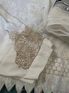 2021 Hot Selling Indian Pakistani Salwar Kameez White Black Contrast Chiffon Embroidery <b>Dress</b> Made From Viscose Silk Rayon - Product Image 4