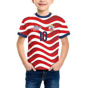 Camiseta Personalizada de la Copa Mundial de Fútbol 2026 para Niños, Impresión Digital del Equipo Nacional, Secado Rápido, Transpirable, Manga Corta, Informal - Product Image 4