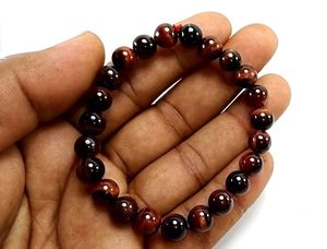 Men and Women Handmade Feng Shui <b>Red</b> Tiger eye's beads Round Stone Beads Round <b>Bracelet</b> 8-10mm Size Fashion Jewelry Energy - Product Image 3