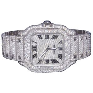 Reloj mecánico artesanal de acero inoxidable con movimiento automático de cuarzo, diamantes de moissanita de corte redondo, claridad VS VVS EF - Product Image 1