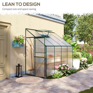 Serra per Hobby 8FT X 4FT X 7FT, Ecologica, con Tetto Inclinato in Policarbonato, Kit Serra con Telaio in Alluminio, Porta Scorrevole e Ventilazione sul Tetto - Product Image 6