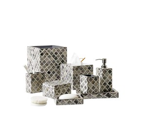 Handicraft Mother of Pearl Bathroom Accessory Set Charcoal Black MOP Bathroom Sets Custom Luxury Home Accessories Supplier - Product Image 2