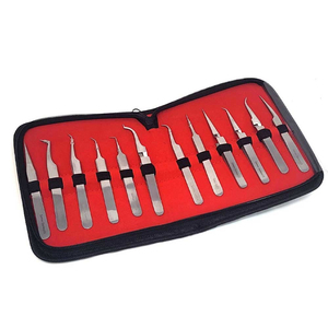 12 Piece Stainless Steel Tweezers Set Surgical Grade CE Certified Manual <b>Precision</b> <b>Tool</b> Kit for Medical Use Set - Product Image 3