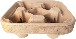 Support de tasses à café compostable écologique en pulpe moulée, lot de 4, emballage jetable pour boissons, support pour café glacé, pour usage extérieur - Product Image 5