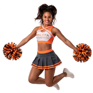 En gros, Tenue de cheerleading All Star imprimée par transfert thermique, avec strass personnalisés et jupe de danse scintillante, modèle avant - Product Image 3