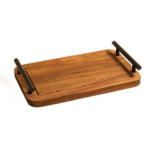 Plateau de service rectangulaire en bois fait main avec finition en bois naturel, plateau de service alimentaire et de petit-déjeuner polyvalent et durable pour la maison - Product Image 5