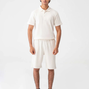 Men's <b>White</b> Cotton <b>Polo</b> Shirt Solid Knitted Casual Summer Wear Short Sleeve Top - Product Image 5