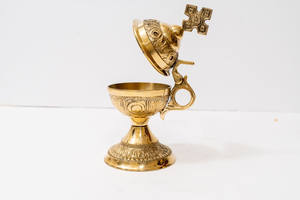 ชุดเต็มของเตาเผาเครื่องหอมอินเดียทำมือ-เตาเผาน้ำหอมไม้จันทน์หอมทองเหลืองสำหรับฤดูใบไม้ร่วง - Product Image 5