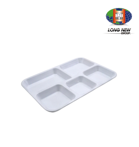 Bandeja de Comida de Plástico PP de 5 Compartimentos LONGNEW OEM |   Bandeja de Servicio de Alimentos Personalizada para Escuelas, Restaurantes y Cafeterías - Product Image 5