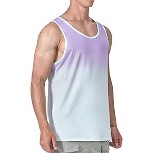 Camiseta sin Mangas Deportiva para Hombre, Cuello Redondo, Color Degradado, Tejido de Punto, Secado Rápido, de Morado Claro a Blanco, Marca INDEX - Product Image 3
