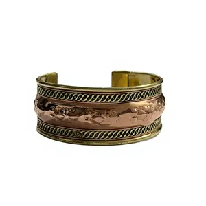 Handcrafted Pure Copper Surface Engraved Tri Tone Twisted Braid Motif Cuff Bracelet Heavy Duty Solid Copper - Product Image 6