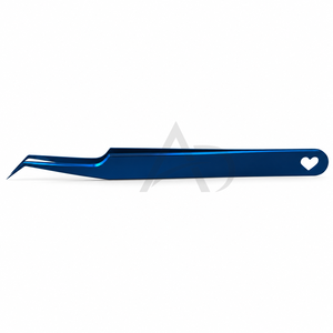 Pinzas de ángulo de 45 grados para extensión de pestañas, acero inoxidable con plasma azul, logotipo personalizado, instrumento de belleza OEM - Product Image 5
