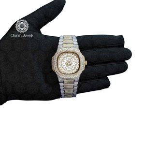 Charm_Jewels Luxury Men's Stainless Steel <b>Diamond</b> <b>Watch</b> Rectangle Analog Quartz 40mm Sapphire Crystal Folding Clasp - Product Image 5