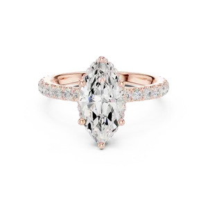 Anillo de oro unisex de lujo con un diamante de laboratorio de corte marquesa de 1.5 quilates y halo oculto, regalo especial de compromiso. - Product Image 3