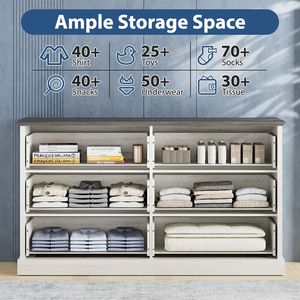 Comò moderno a 6 cassetti per camera da letto o soggiorno armadio in legno con maniglie in metallo organizzatore armadio - Product Image 3