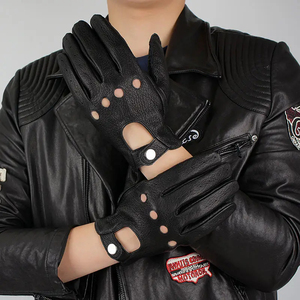 Black Sheep Leather Driving <b>Gloves</b> Wrist Length Unlined Plain Style For Daily Use Winter Warmth Men's - Product Image 3