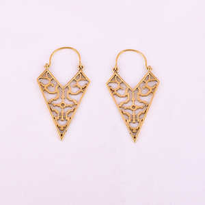 SHIPOBO Boucles d'oreilles créoles dorées tendance en laiton plaqué or, taille 55x31MM pour femme - Product Image 1