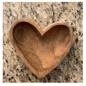 Natural Wooden Polished <b>Heart</b> Shape Classic Design Dough Bowl Eco-Friendly Dinnerware Accessories for Giveaways - Product Image 1