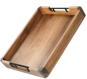 Bandeja de Desayuno de Madera de Acacia con Asas, Grabado Personalizado, de Una Sola Capa, Reutilizable y Portátil para Servir Comida, Bandeja para Sala de Estar - Product Image 2