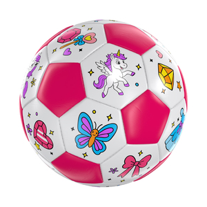 Ballon de football licorne rose et blanc, écologique, pour enfants, avec design à panneaux et emballage en carton - Product Image 4