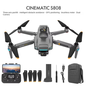 โดรนรุ่นเริ่มต้น S808 Brushless พลาสติก ไร้คนขับ หลบหลีกสิ่งกีดขวางรอบทิศทาง 360 องศา ป้องกันการสั่นไหว PTZ 8k HD พับเก็บได้ - Product Image 2