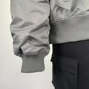 Blouson bomber pour homme 100% polyester coupe-vent couleur unie fermeture éclair décontracté streetwear coupe classique col rabattu poches - Product Image 4