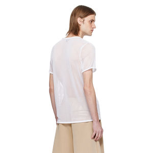 T-shirt en mesh blanc de qualité supérieure pour homme, manches courtes, épaules tombantes, col rond, pour sport, gym, entraînement, adulte, avec option OEM. - Product Image 5