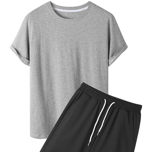 Fashionable Womens Casual Solid Cotton Two Piece Shorts Set Breathable Waterproof Quick Dry Summer Wear Custom Mens Casual Wear - Product Image 1