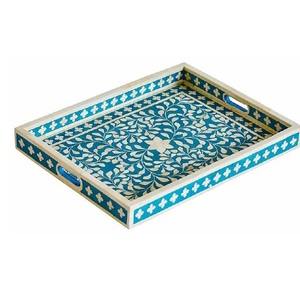 Bandeja de servir con incrustaciones de nácar, variedad de diseños, bandeja de servir personalizada para la cena del Ramadán, para decoración de mesa. - Product Image 6
