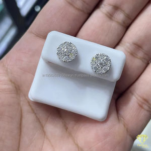 Micro Pave Cluster Moissanite Diamond Stud Pendientes Lujo Bling Declaración Studs Estilo minimalista Pendientes de plata esterlina Studs - Product Image 2